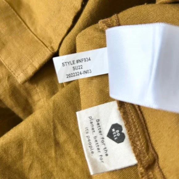 NEW Madewell Linen Blend Ruffle Sleeve Wrap Midi Dress Antique Gold NF934 Small - Picture 7 of 8